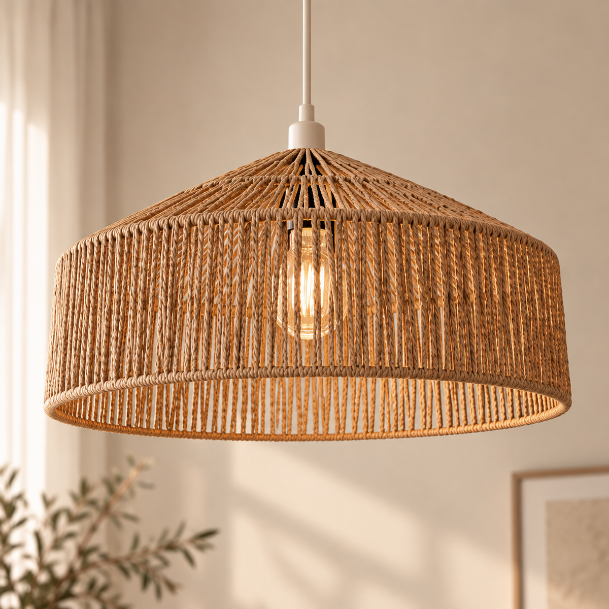 Oak Woven Rope Pendant Light