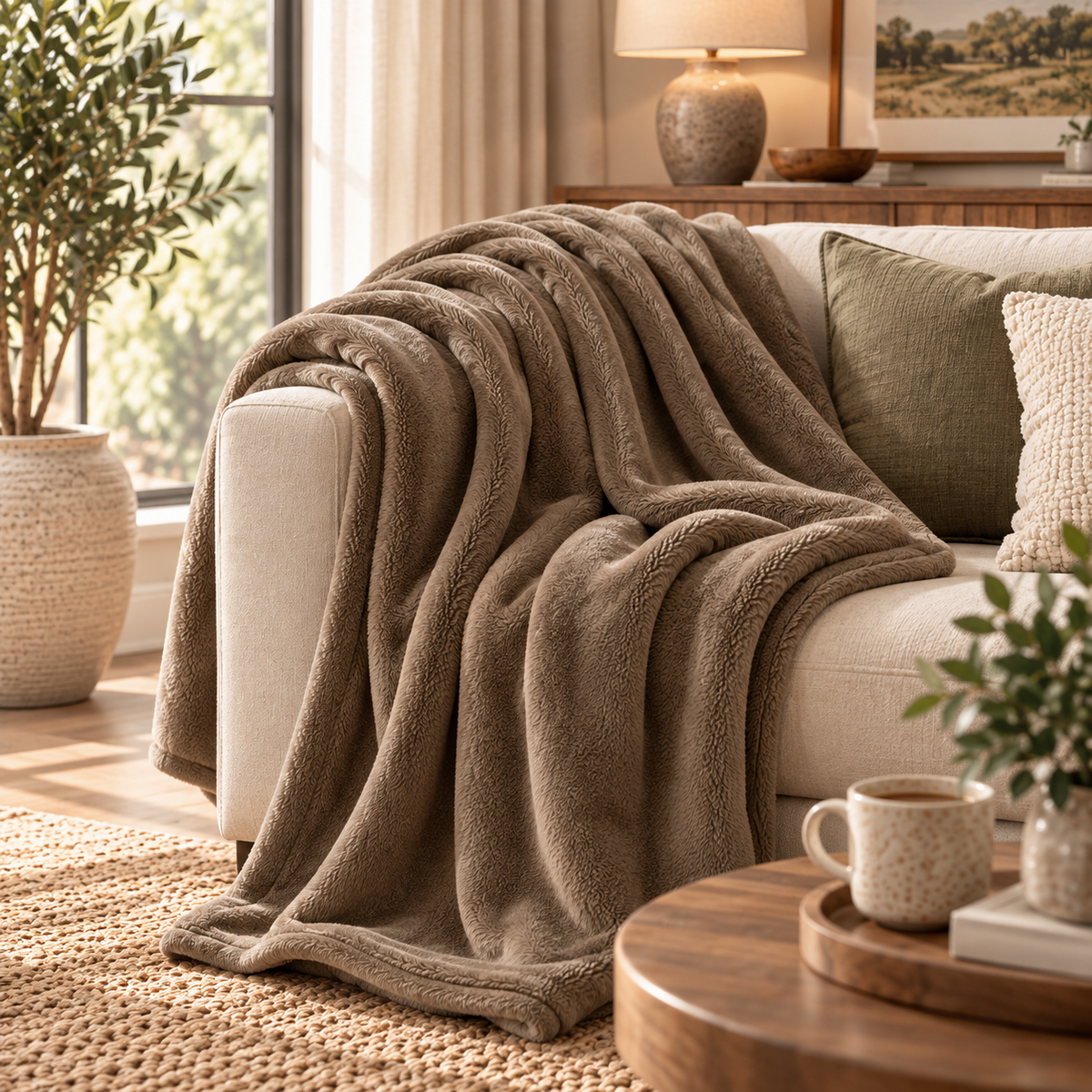 Brown Fleece Throw Blanket