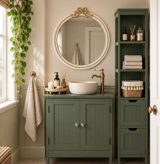 Forest Green Under-Sink Bathroom Cabinet