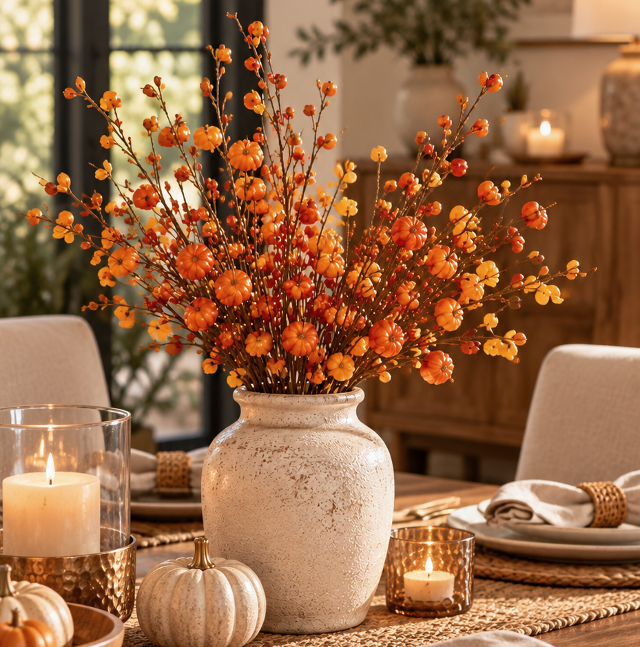 Autumn Pumpkin & Berry Stems