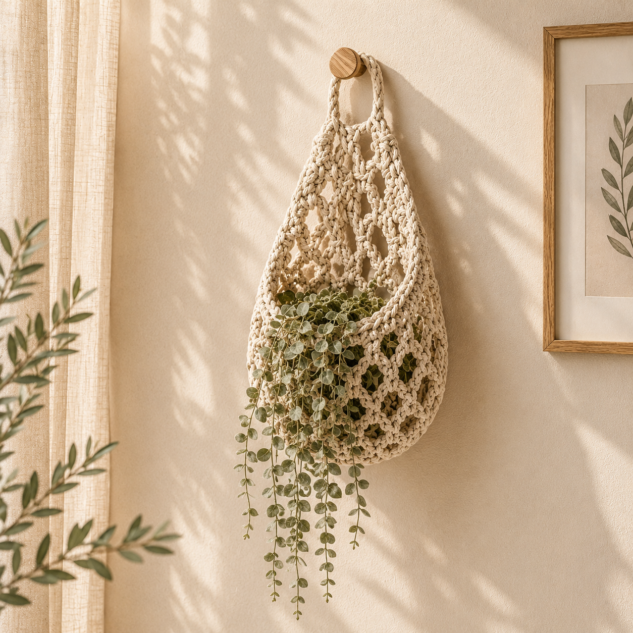 Boho Cotton Rope Plant Hanger Basket