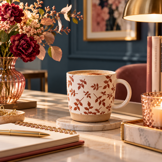Rustic Botanical Ceramic Coffee Mugs