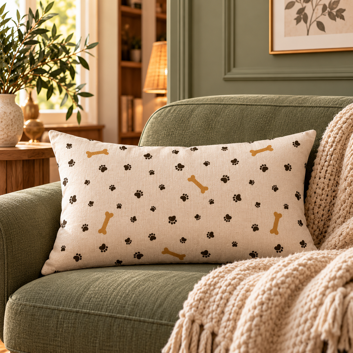 Paw Print Pet Cushion Cover