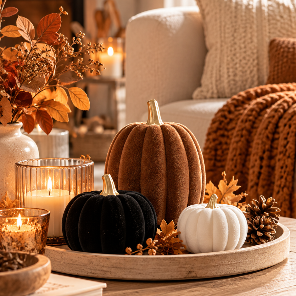 Velvet Decorative Pumpkins
