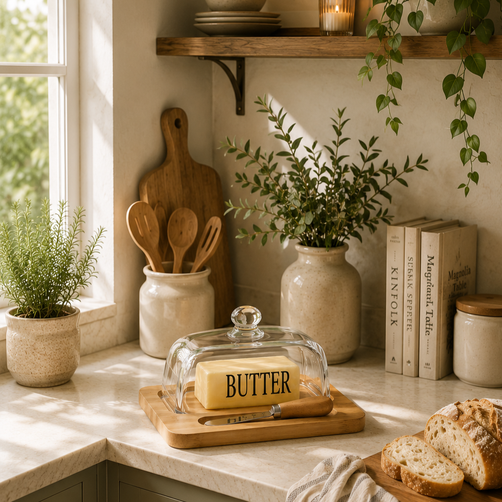 Bamboo Butter Dish with Glass Lid