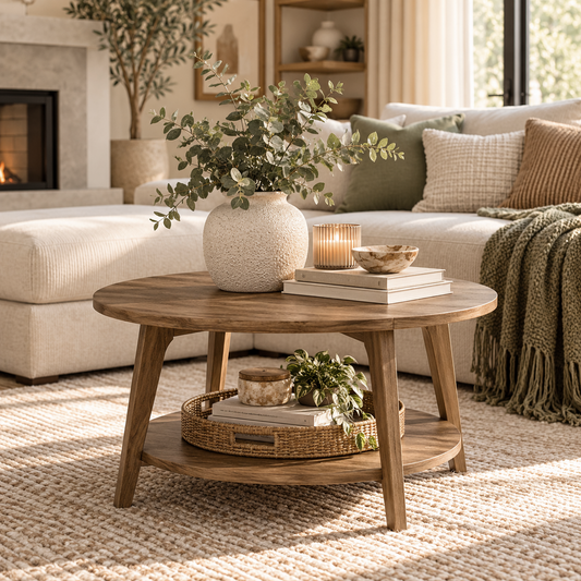 Honey Brown Round Coffee Table