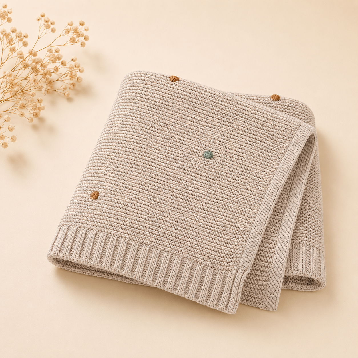Soft Knit Pom Blanket