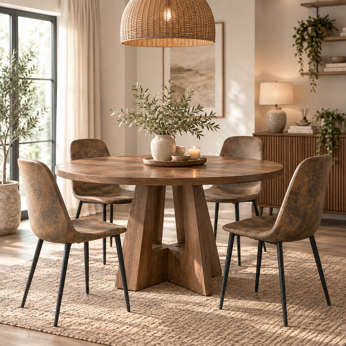 Walnut Round Dining Table