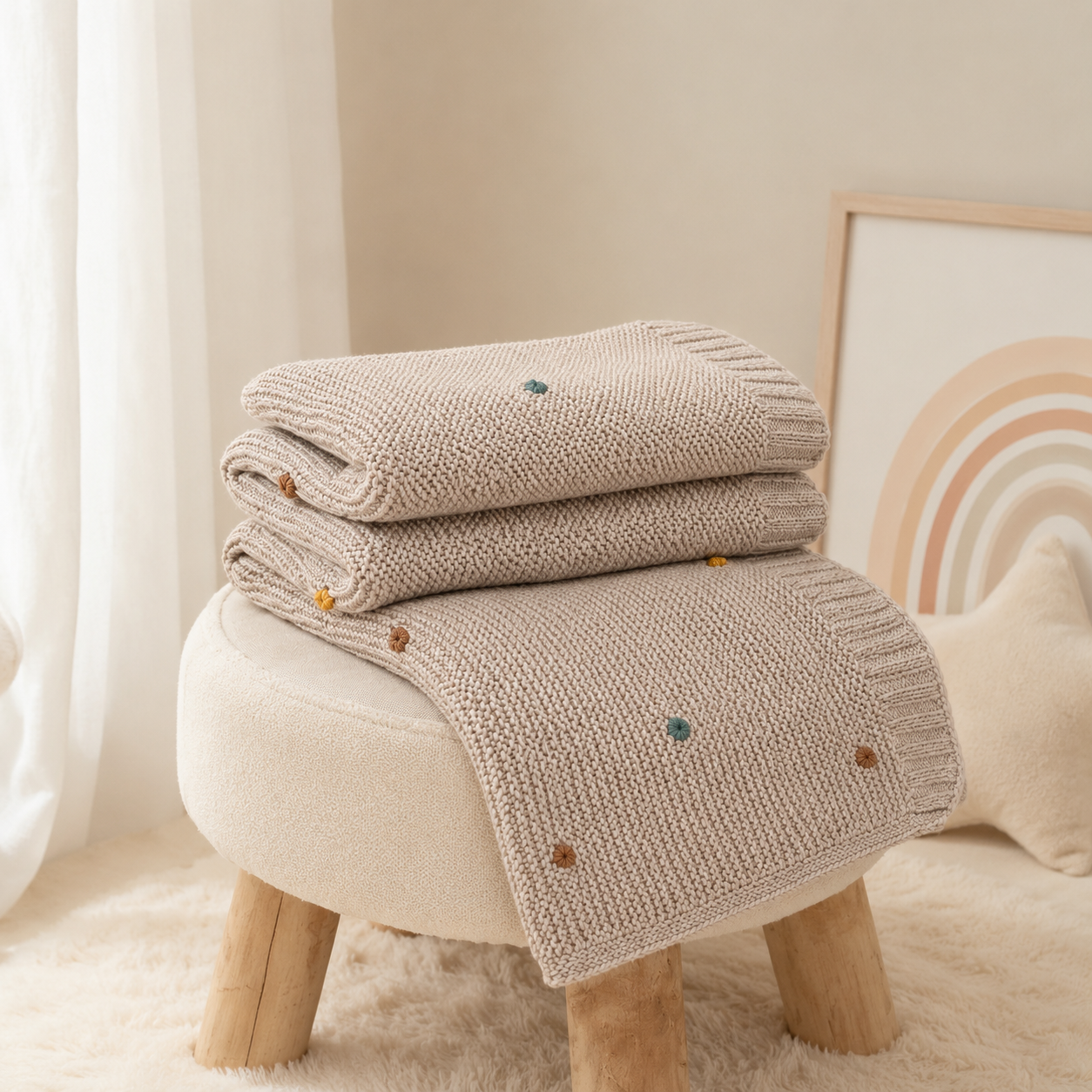 Soft Knit Pom Blanket