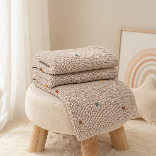 Soft Knit Pom Blanket