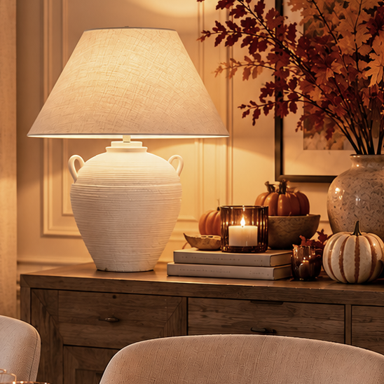 Ceramic Ribbed Table Lamp