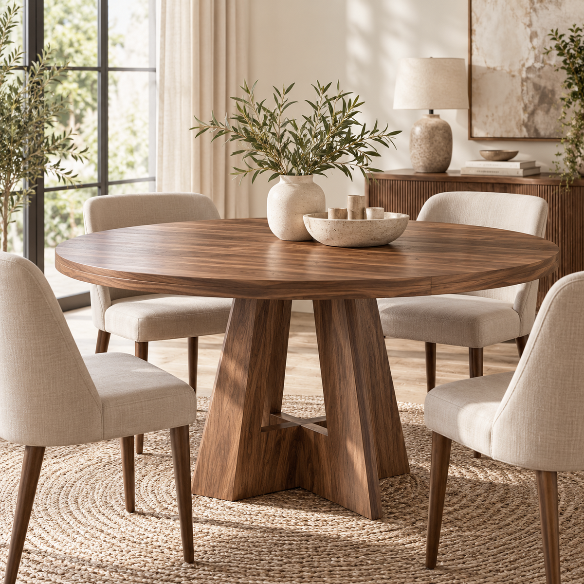 Walnut Round Dining Table
