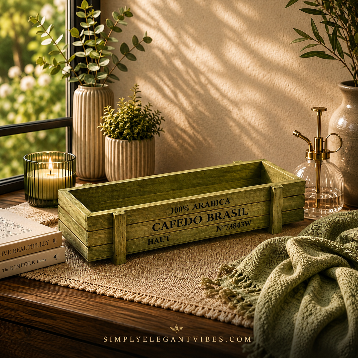 Rustic Wooden Garden Crate Planter