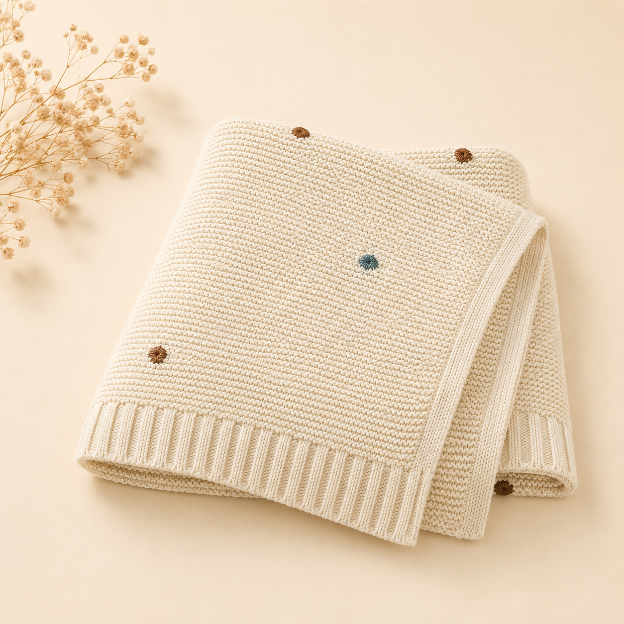 Soft Knit Pom Blanket