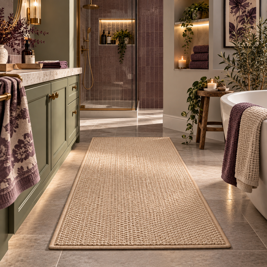 Soft Beige Chenille Bath Runner