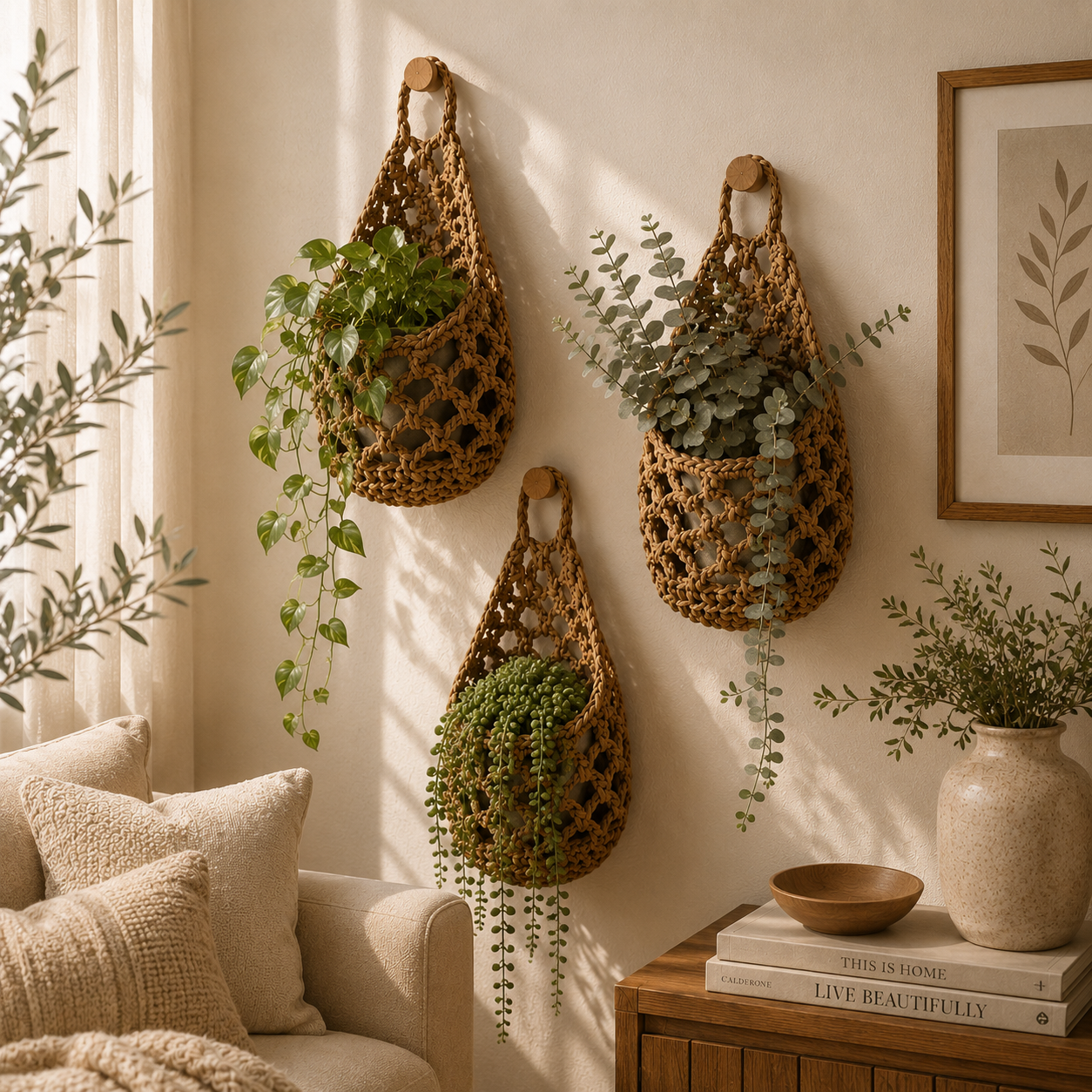 Boho Cotton Rope Plant Hanger Basket