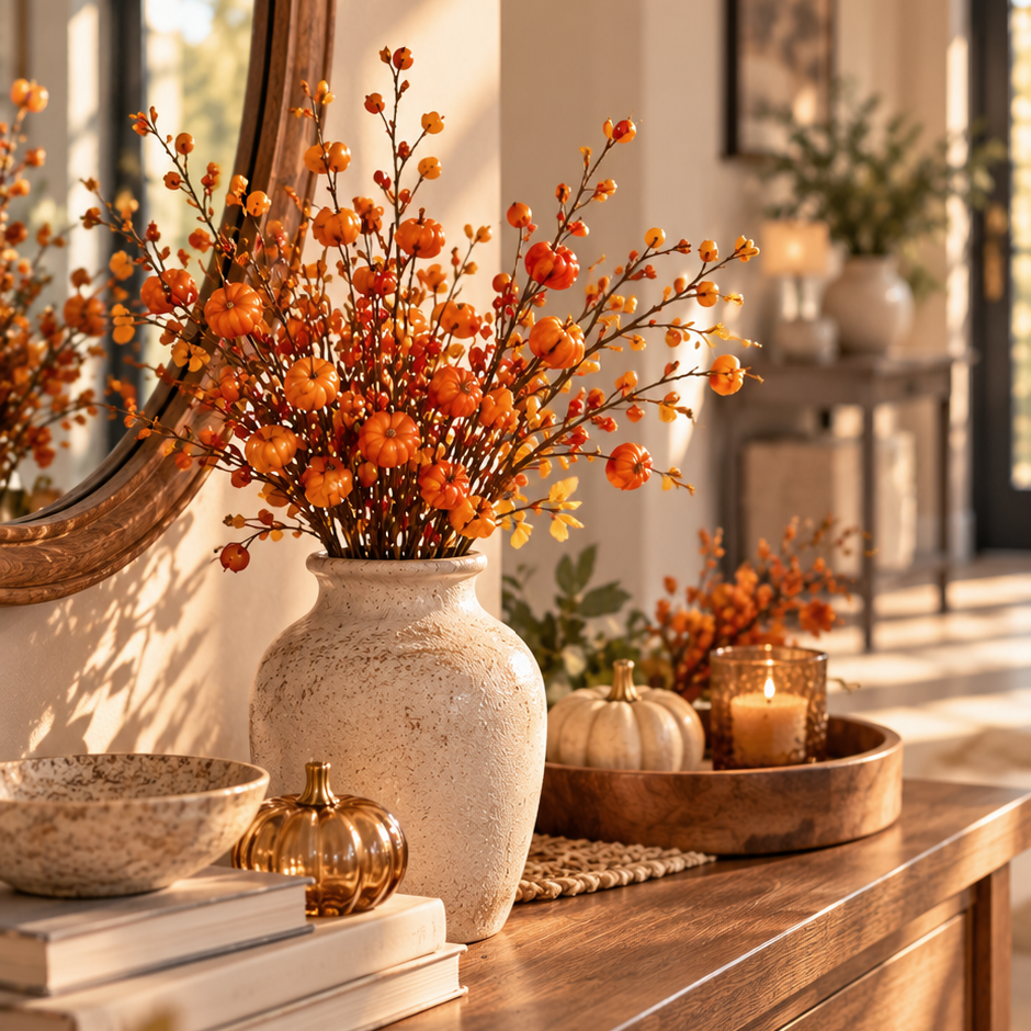 Autumn Pumpkin & Berry Stems