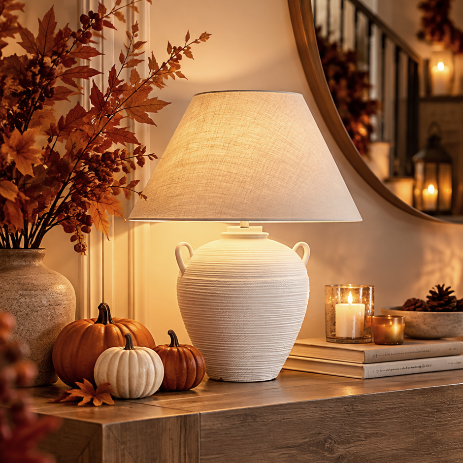 Ceramic Ribbed Table Lamp
