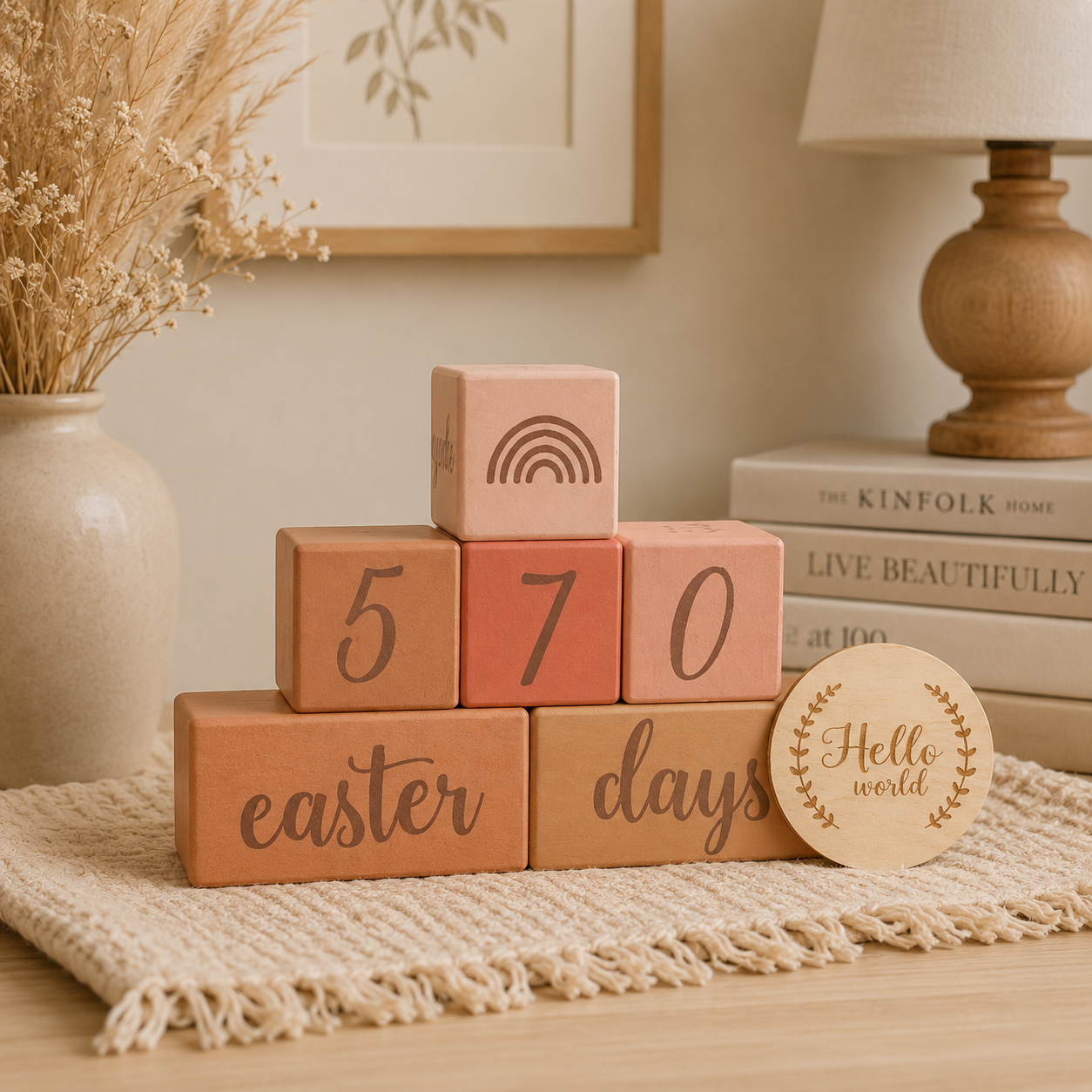 Engraved Wooden Baby Milestone Block Set