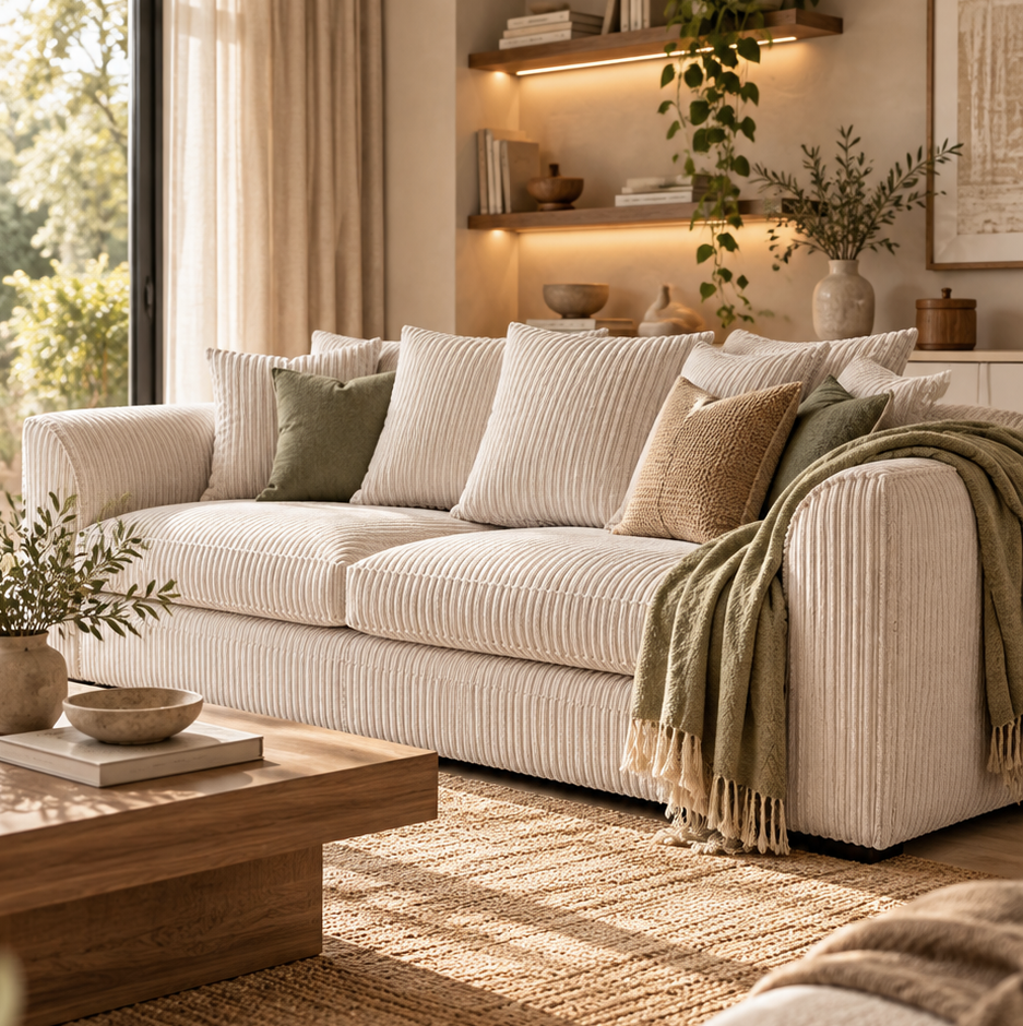 Cream Jumbo Cord Sofa