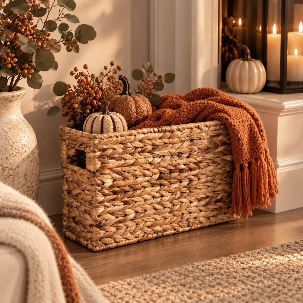 Hand-Woven Water Hyacinth Basket