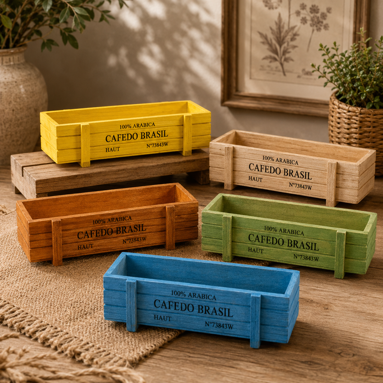 Rustic Wooden Garden Crate Planter