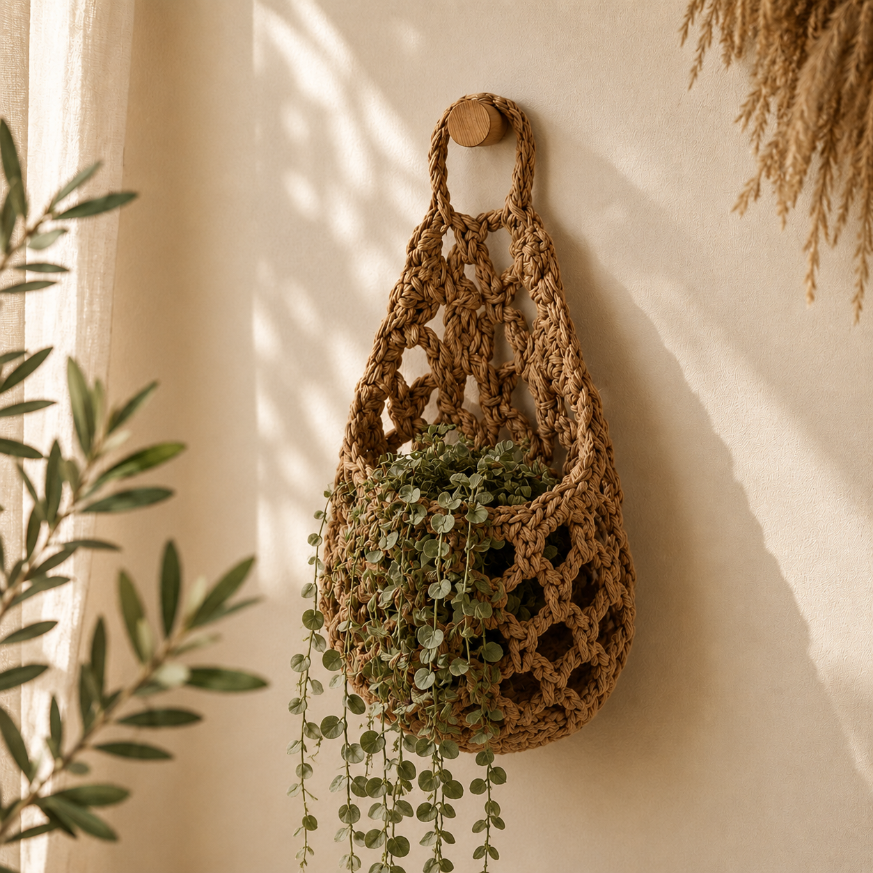 Boho Cotton Rope Plant Hanger Basket