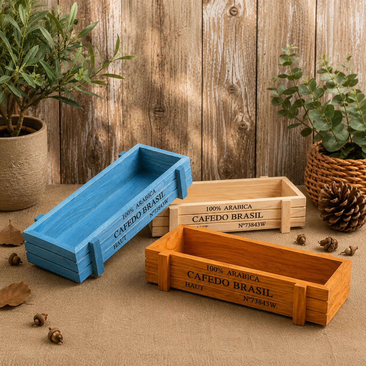 Rustic Wooden Garden Crate Planter