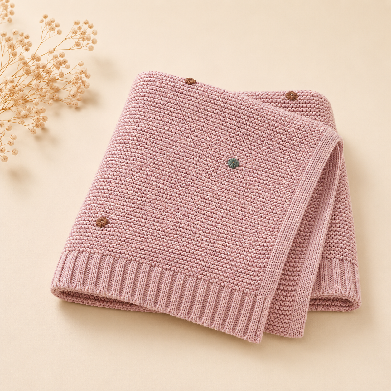 Soft Knit Pom Blanket