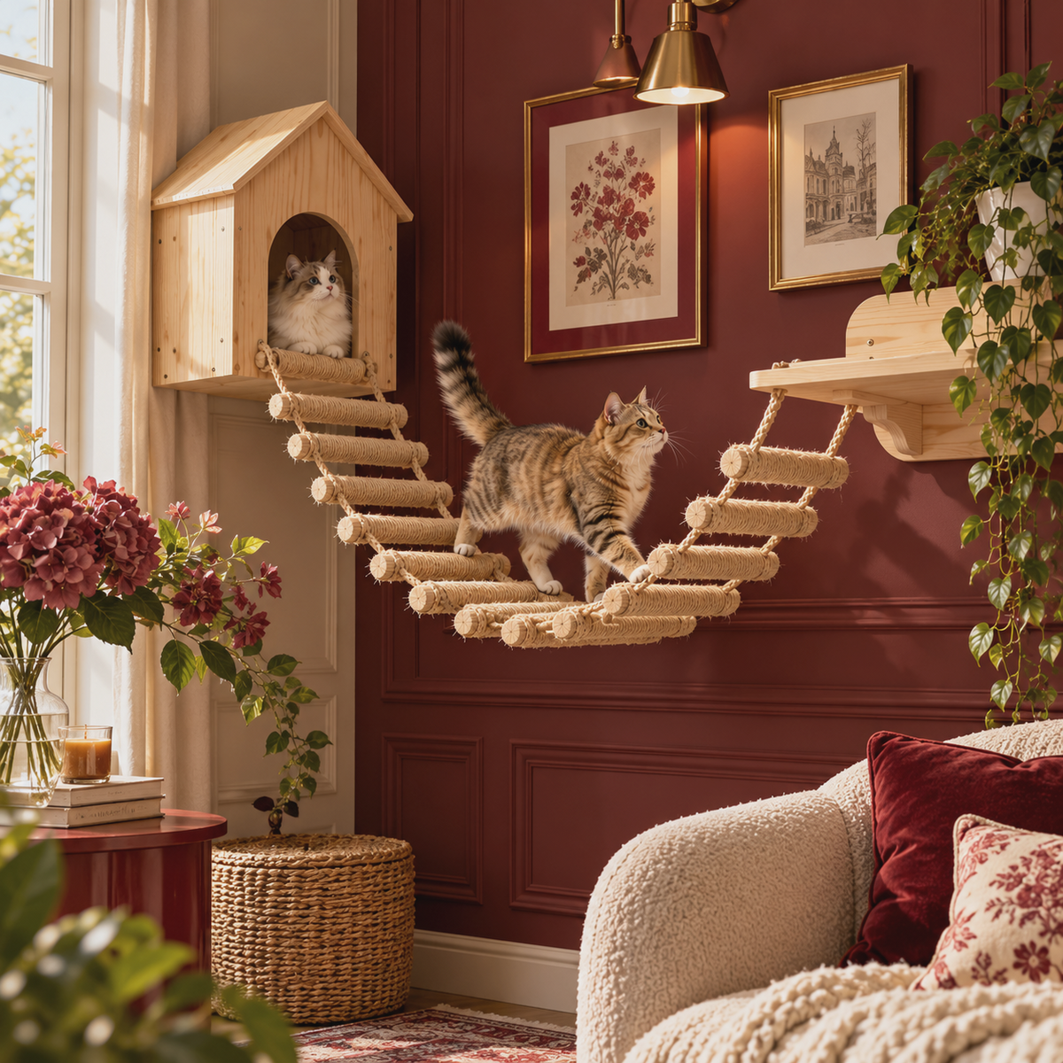Wall-Mounted Cat Climbing Ladder